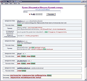 Пример вида окна программы при переводе с русского
