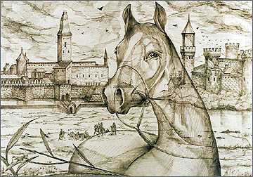 Narva-Ivangorod på 1700-talet (litografi från originalen)